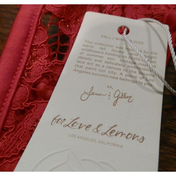 For Love & Lemons 2022 Red Underwear Bra Panties Set Women's Size Medium NWT - Picture 3 of 3